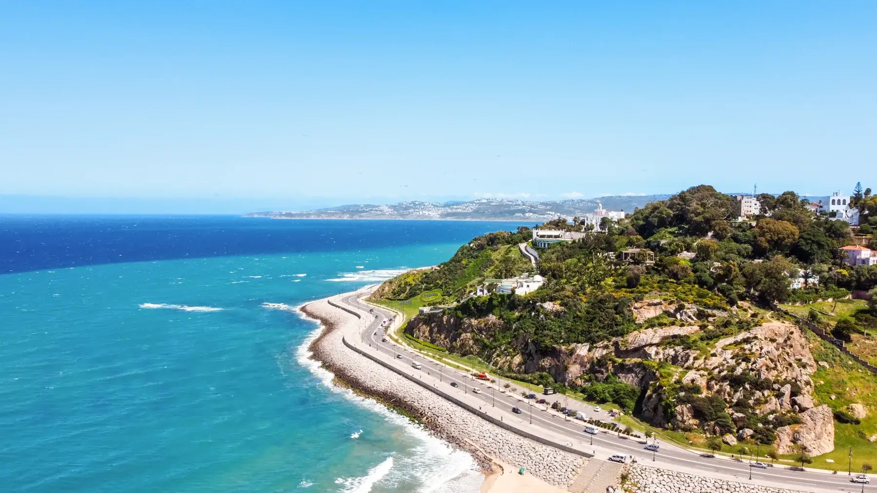 Tangier’s coastline and city viewed from above